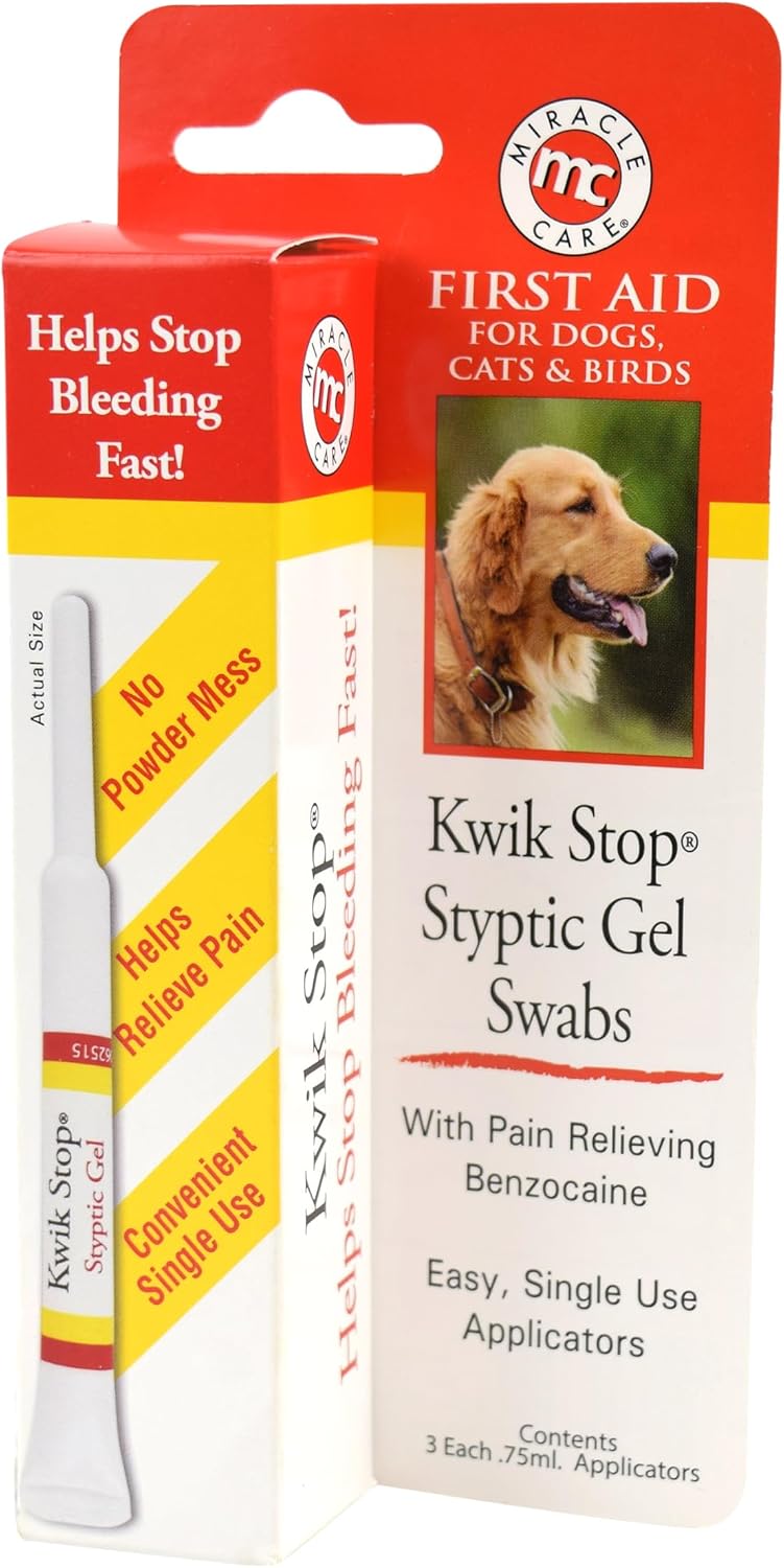 Miracle Care Kwik Stop Styptic Gel Swabs for Dogs, Cats, and Birds, 3 Count by Miracle Care