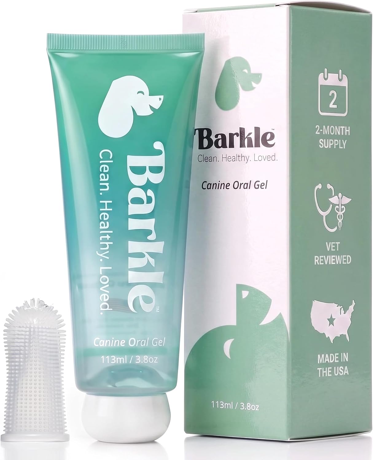 Barkle No-Brush Dog Teeth Cleaning Gel, Vet-Reviewed Mint Dental Care Kit by Barkle