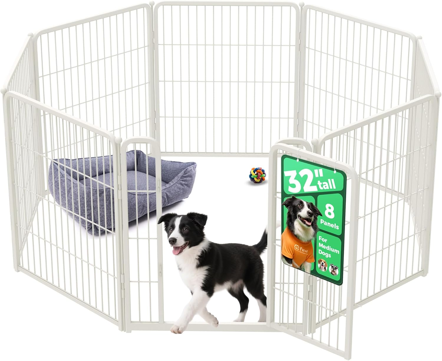 FXW Homeplus Indoor Dog Playpen, 32" H, 8 Panels, for Small & Medium Dogs by FXW
