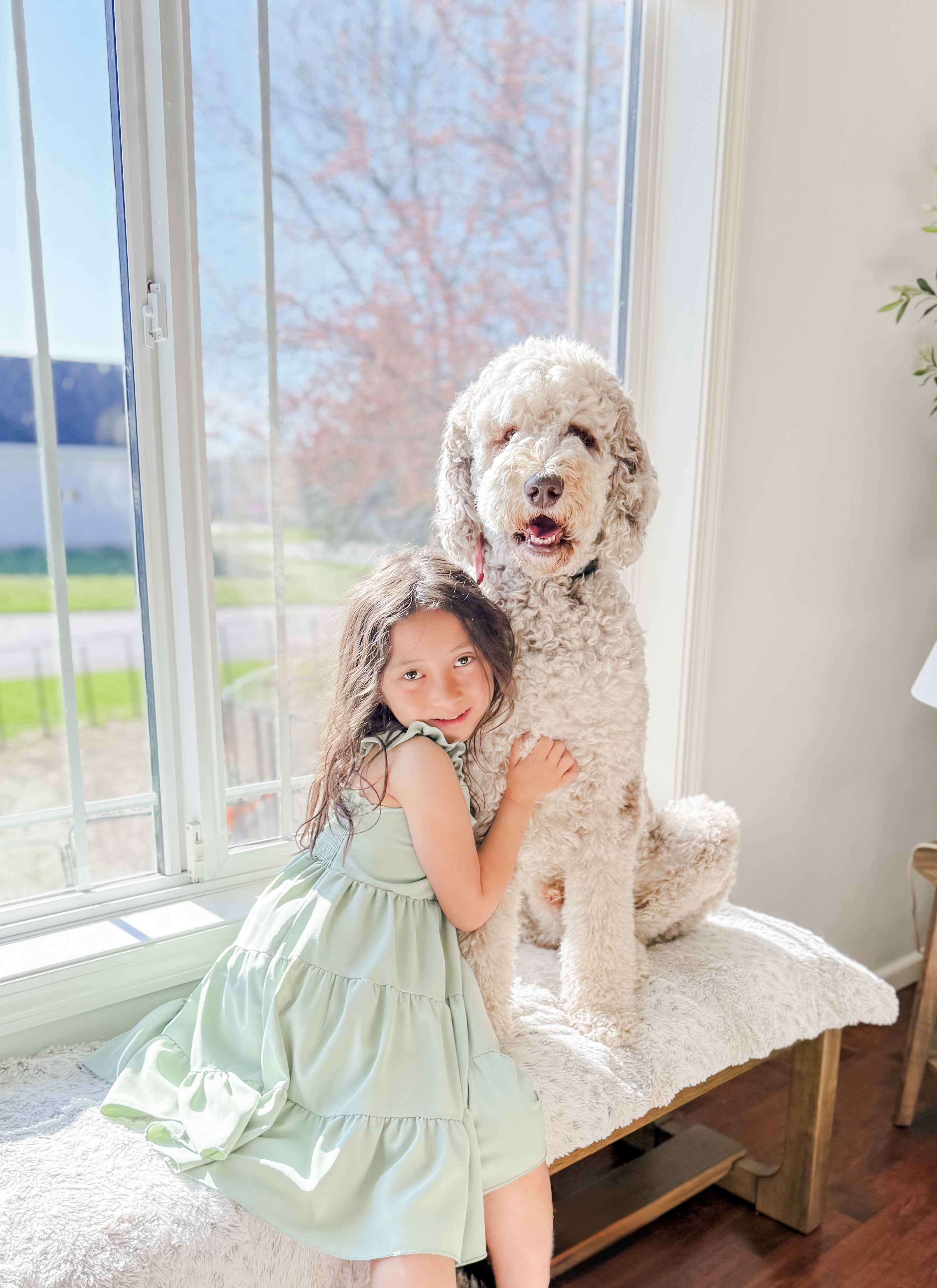 An A.N.A. Doodles family with their dog