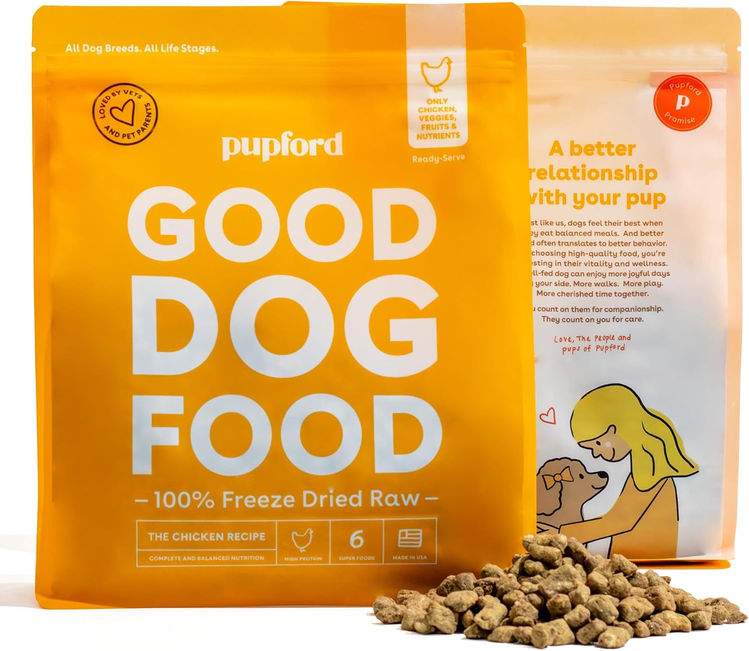 Pupford Good Dog Food Freeze Dried Raw Mix-in/Topper (Chicken, 16 oz) by Pupford