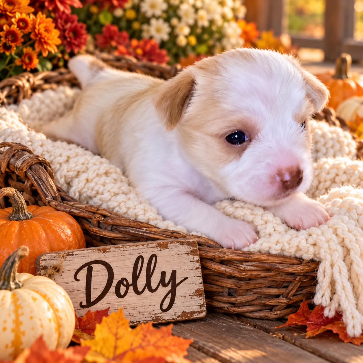 Dolly, a blonde chocolate Yorkshire Terrier girl at Big Sky Yorkies
